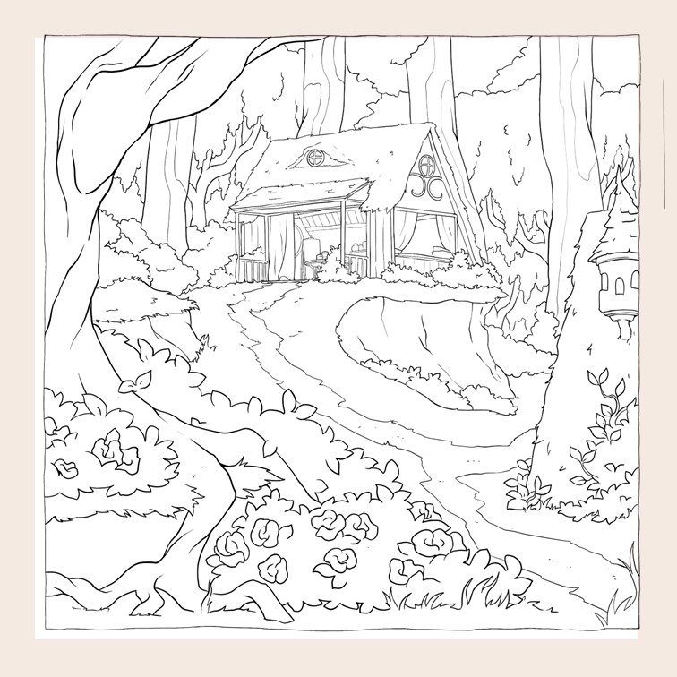 Cozy Cottage – Fantasy Coloring Page