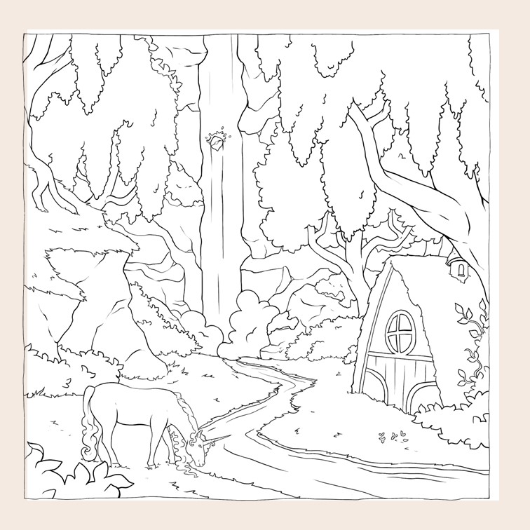 Unicorn Meadow – Fantasy Coloring Page