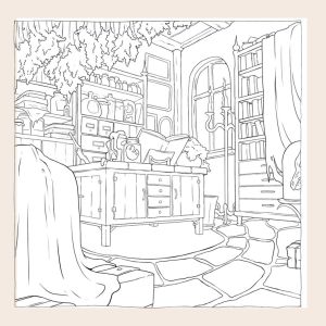 Witchy Workplace – Fantasy Coloring Page
