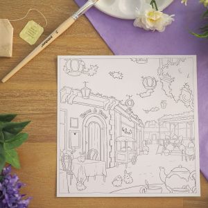 Bunny Cafe – Fantasy Coloring Page