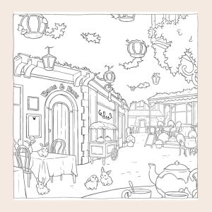 Bunny Cafe – Fantasy Coloring Page